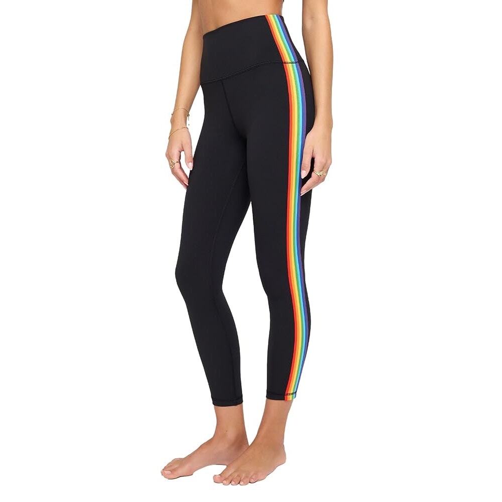 $118 Spiritual Gangster Rainbow 7/8 Leggings - Black